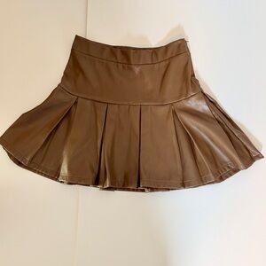 Y2K Hesperus Chocolate Brown Pleated Faux Leather Skirt Sz M Goth Lolita core